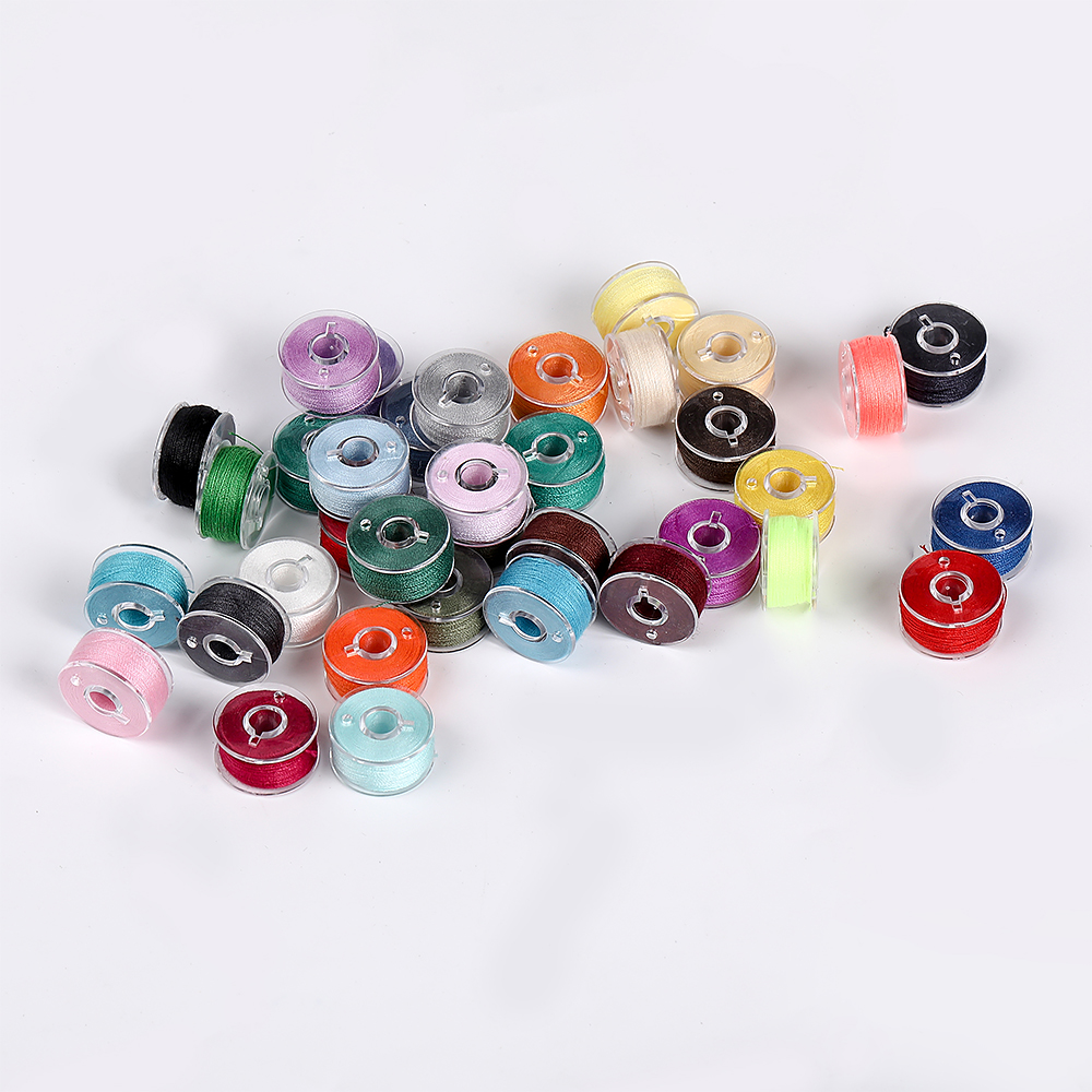 Roofei Plastic Embroidery Bobbins and Sewing Thread with 4 Bobbin Clamps  Holders,Measuring Tape and 6 Pcs Floss Bossins，36 Pcs/Set